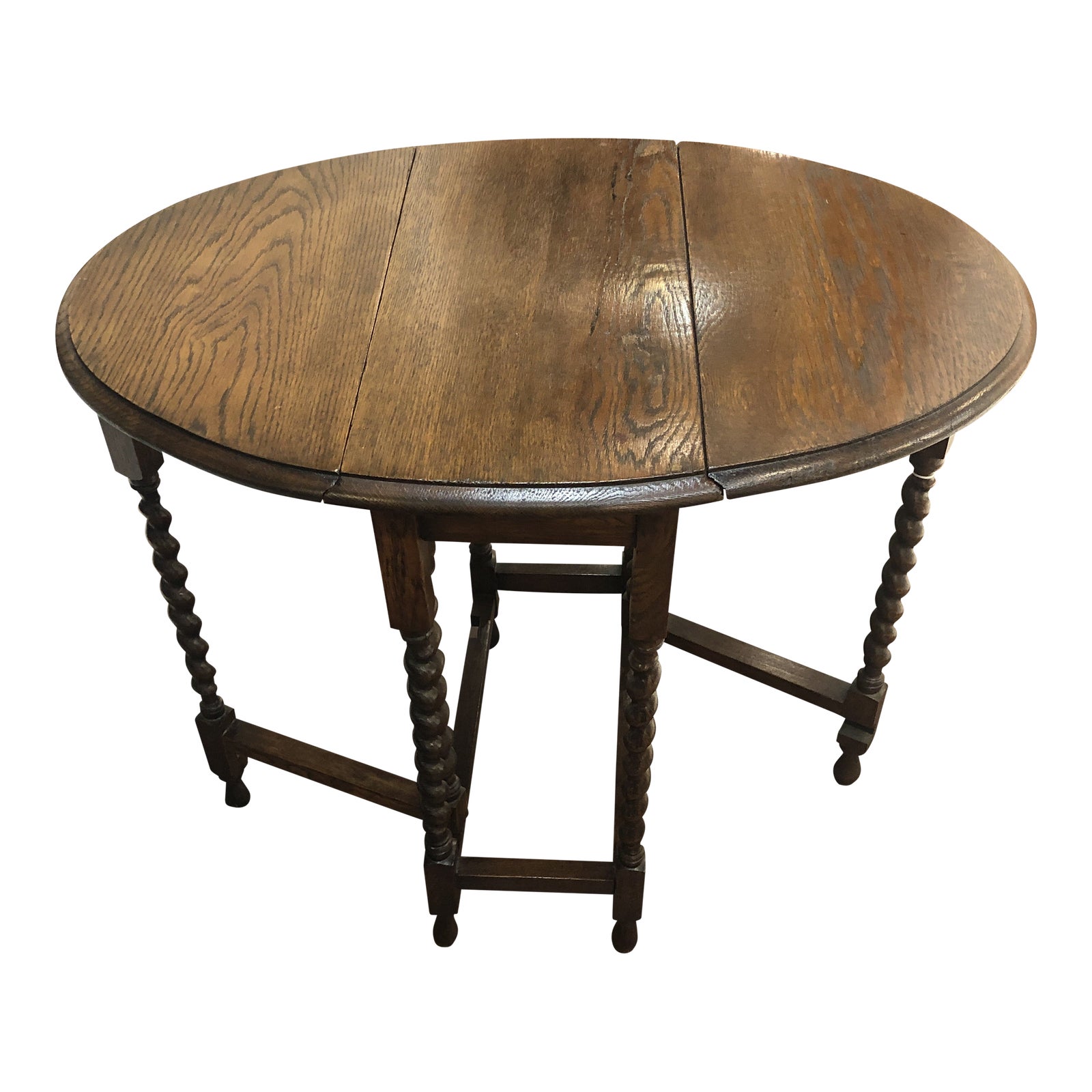 Antique 17th Century English Oak & Elm Barley Twist GateLeg Table