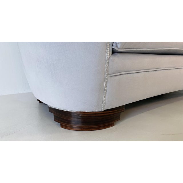 Art Deco Velvet and Macassar Sofa, 1950s For Sale - Image 10 of 11