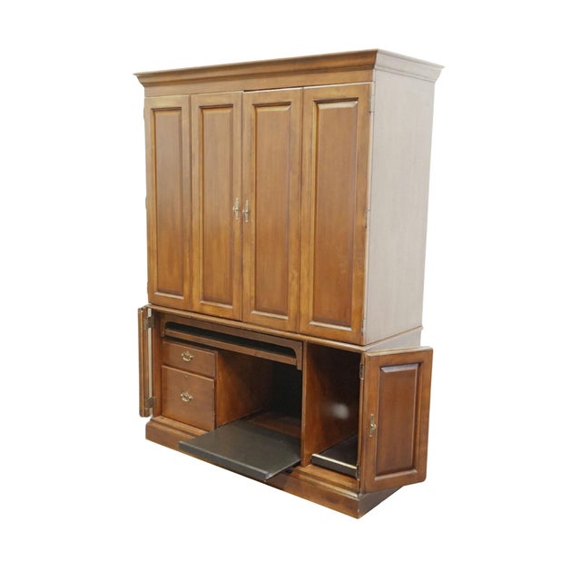 Wood Lexington Furniture Palmer Home Collection Solid Cherry Traditional 58" Computer Desk Cabinet 740-784 For Sale - Image 7 of 16