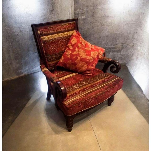 Copper Experience the Height of Regal Comfort With This Exquisite Pair of Rare Vintage Statement Mahogany Armchairs. For Sale - Image 8 of 12
