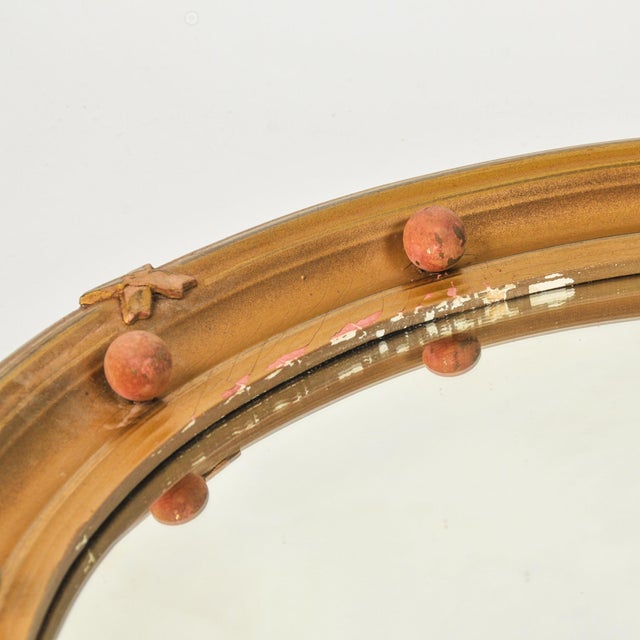 Large Antique Federal Eagle Convex Mirror Giltwood Bullseye Butler Mirror Circa 1920s For Sale - Image 14 of 16