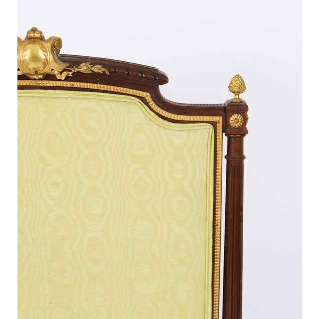 Metal Antique Louis XVI Revival French Mahogany Firescreen, 1870s For Sale - Image 7 of 18