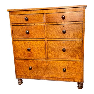 Antique Curly/Tiger Maple Chest of Drawers, Late Federal Early Empire Period For Sale