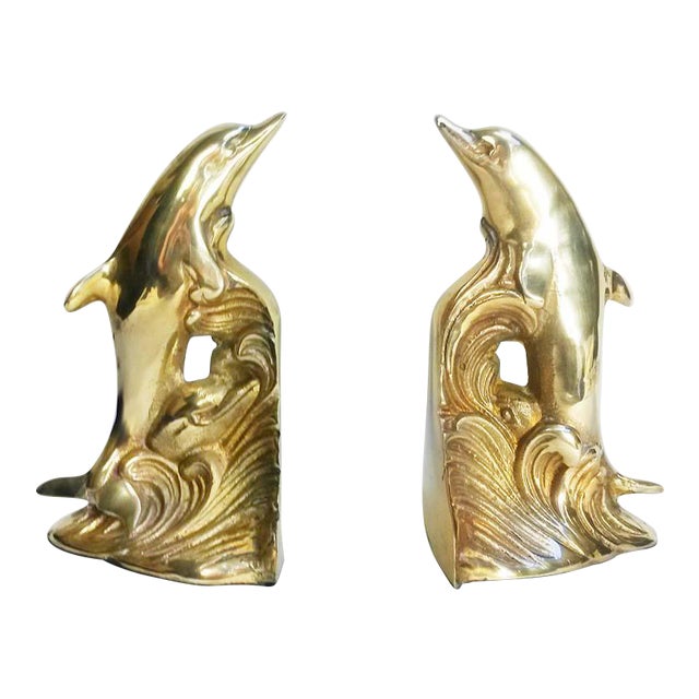 Park Sherman Brass Dolphin Bookends A Pair Chairish