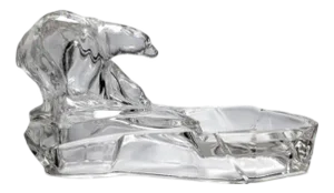 Crystal Glass Bohemian Vide-Poche with Polar Bears by Karel Zentner, 1920s