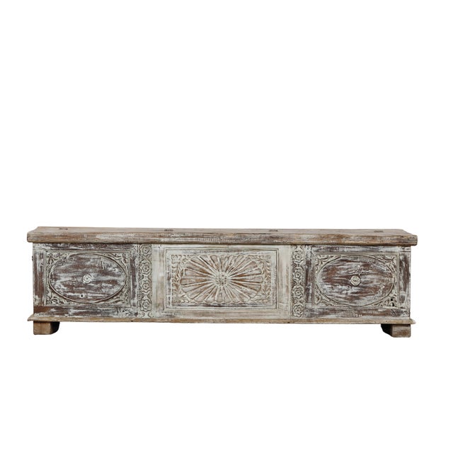 “Bed Bench”/Blanket Chest Made From Reclaimed Indian Architectural Elements For Sale In Santa Fe - Image 6 of 8