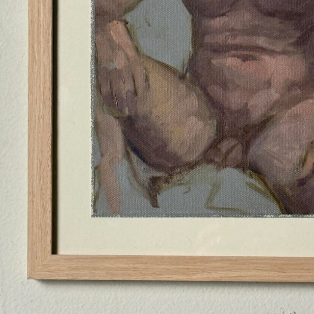 Figurative Vintage Expressionist Male Nude Figurative Study, Framed (Oil on Canvas Paper) For Sale - Image 3 of 4