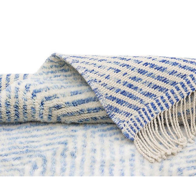Textile Premium Hand-Knotted Moroccan Wool Rug | 9'10" X 8'8" | One of a Kind For Sale - Image 7 of 9