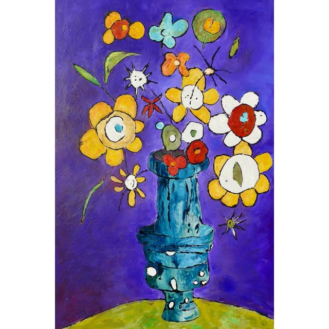 Wood "Spring Flowers" Monumental Oil Painting For Sale - Image 7 of 8