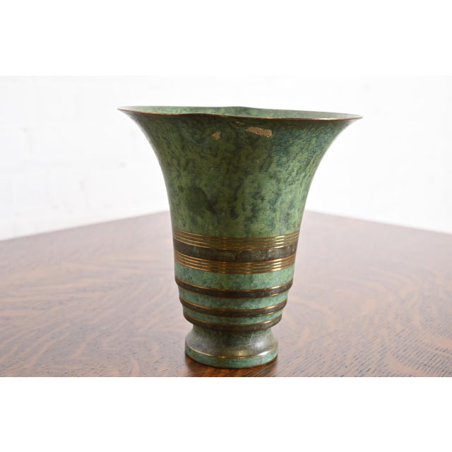 Carl Sorensen Carl Sorensen Art Deco Verdigris Bronze Vase, Early 20th Century For Sale - Image 4 of 11