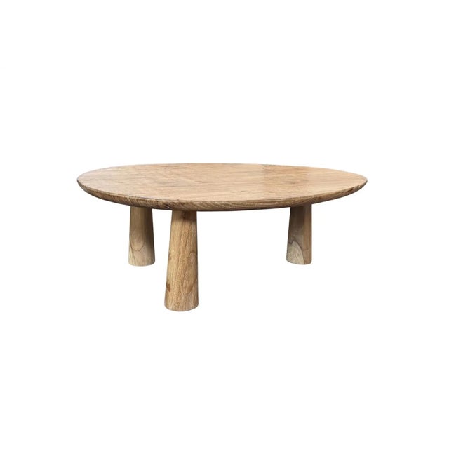 Not Yet Made - Made To Order Sculptural Teak Wood Side Table — Natural Finish, Three-Leg Form For Sale - Image 5 of 8