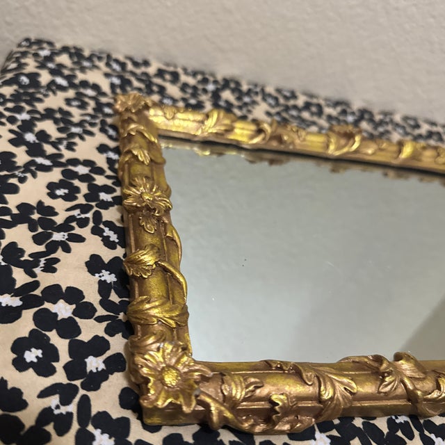 1980s Small Ornate Wall Mirror in Gold Tone For Sale - Image 4 of 6