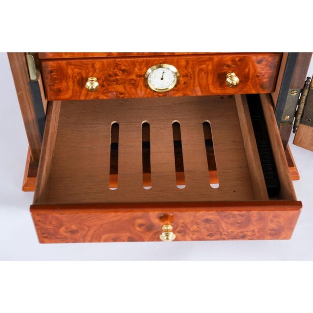 Burr Elm Four Drawer Cigar Humidor Cabinet, 1900s For Sale - Image 9 of 18