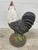 Solid concrete decorative rooster statue boasts a rustic weathered colored finish for an eye catching farmhouse or...