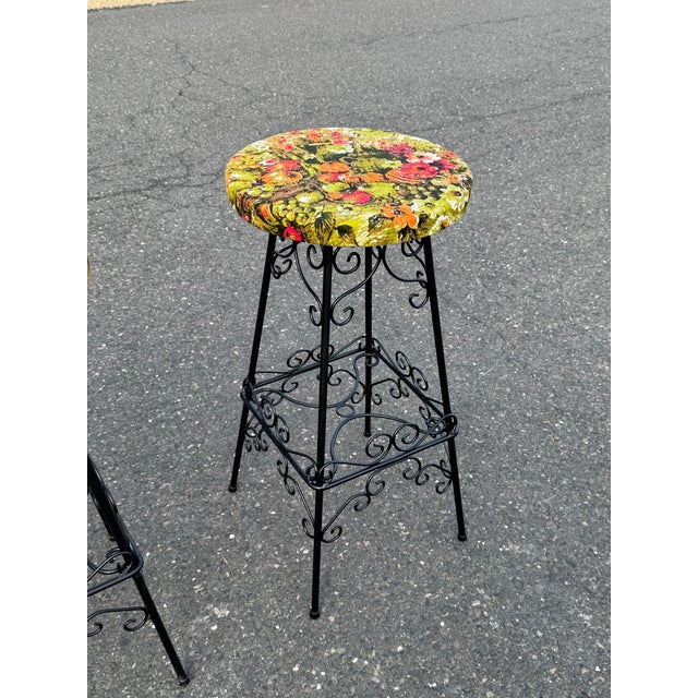 1950s 1950s Wrought Iron Mid Century Funky Stools Set of 3 For Sale - Image 5 of 8