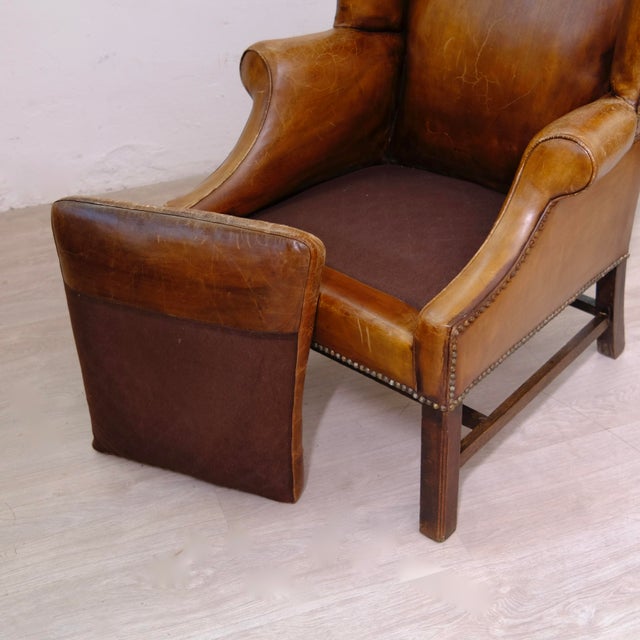 Victorian English Bergere Leather Armchair For Sale - Image 10 of 18
