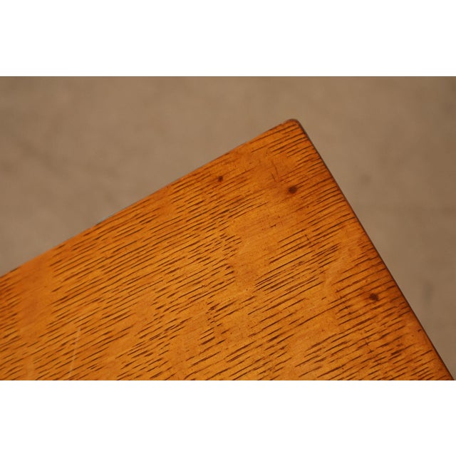 Wood Arts & Crafts Style Large Oak Library Table For Sale - Image 7 of 18