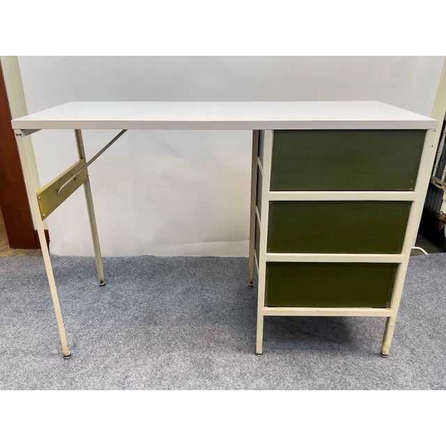 Off-white 1950s George Nelson for Herman Miller Steel Frame Case Desk For Sale - Image 8 of 13