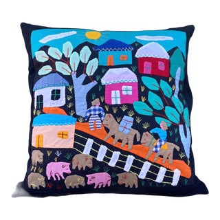 South American Folk Art Pillow For Sale