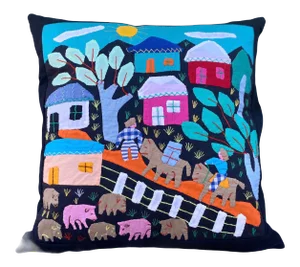 South American Folk Art Pillow