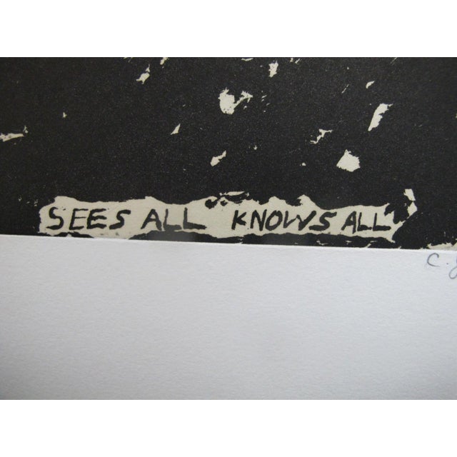 2000 - 2009 Chris Johanson Signed Limited Aquatint Print Perceptions #9 Sees All Knows All For Sale - Image 5 of 7