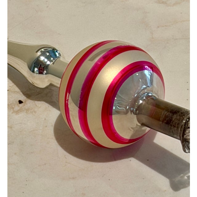 Mid 20th Century Vintage Small Silver and Pink Mercury Glass Tree Topper For Sale - Image 5 of 9