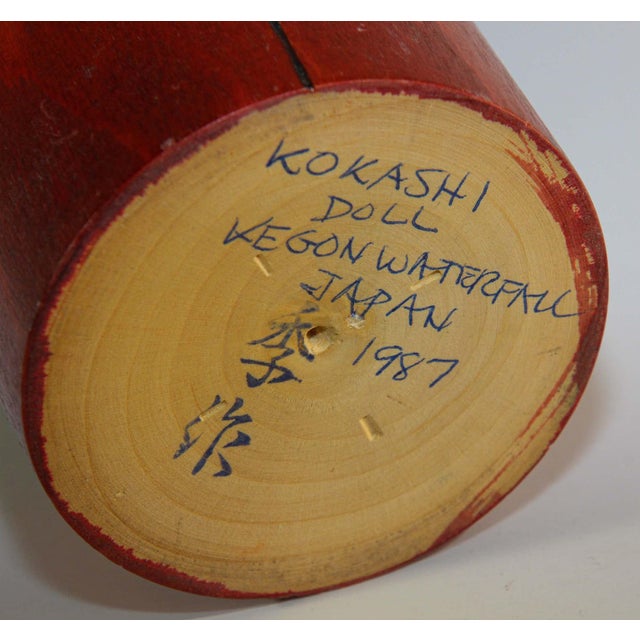 Vintage Kokeshi Doll, Handcrafted Wood, Japonisme Style, Japan 1987 For Sale - Image 10 of 11