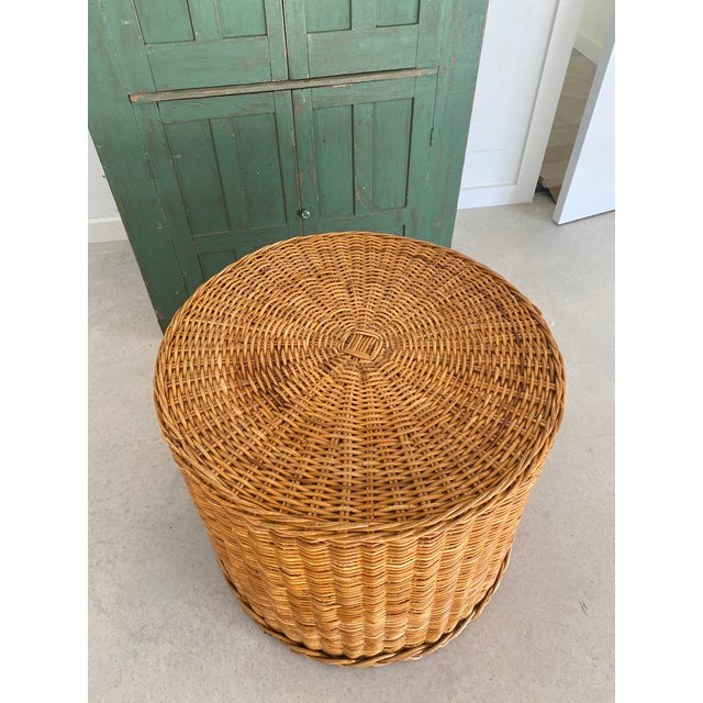 Bielecky Brothers-Style Braided Rattan Round Drum Table, 1980s (Hong Kong) For Sale - Image 14 of 18