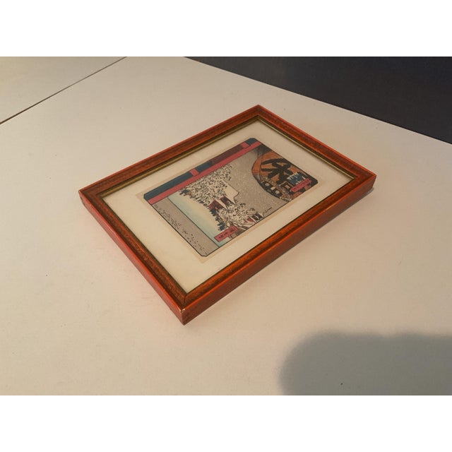 Mid 20th Century Japanese Miniature Framed Japanese Woodblock Print — Edo‑Style Riverside Scene For Sale - Image 13 of 13