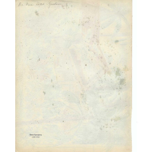 Grace Spongberg (American, 1906-1992) "Na Pua Hotel - Garden" oil pastel on paper, title and estate stamp on reverse....