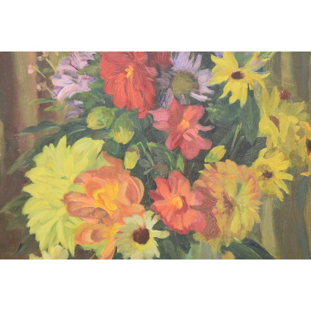 1950s Kurt Lauber, Still Life with Summer Flowers, 1945, Oil on Cardboard, Framed For Sale - Image 5 of 14