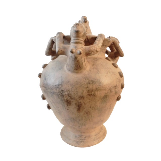 Brown Vintage Large African Ashanti Ghana Clay Vessel /Water Pot /Vase/ 24.5" H For Sale - Image 8 of 10