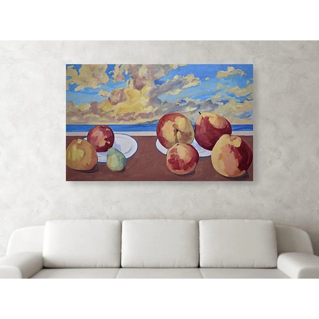 Fruit on My Lanai' is an original 30"x48" oil painted on a wood cradled, hand prepared, hardwood panel. The still life of...