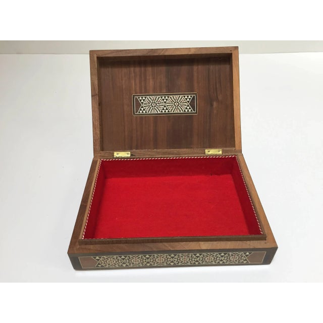 Wood Middle Eastern Moorish Mosaic Inlay Jewelry Box For Sale - Image 7 of 10