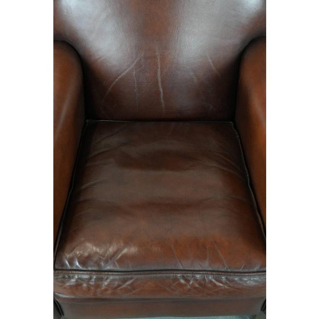 Art Deco Club Chair in Sheepskin Leather For Sale - Image 6 of 14