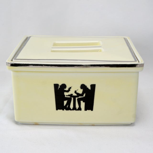 Vintage Hall's Covered Refrigerator Square Box Tavern Silhouette 1940's For Sale - Image 4 of 10