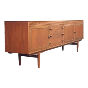 Imported Uk Vintage Mid Century Modern Long Credenza/Buffet in the Style of Robert Heritage for Archie Shine Furniture