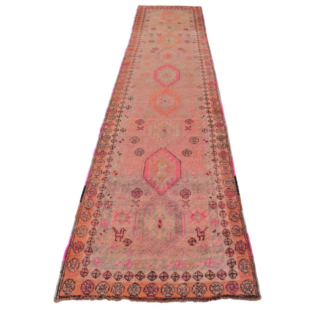 Antique Kurdish Runner Herki Rug. Hand-Knotted 100+ Years Old Tribal Runner - 3′3″ × 11′11″ For Sale - Image 6 of 12