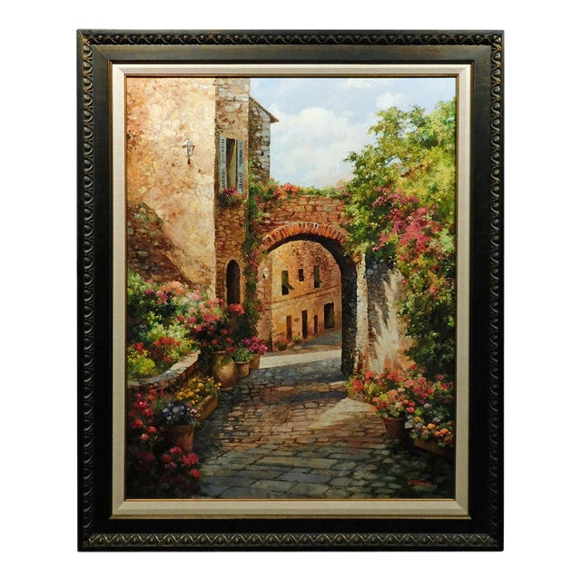 Paul Guy Gantner "Morning Walk in Antibes" Original Painting With Custom Frame For Sale