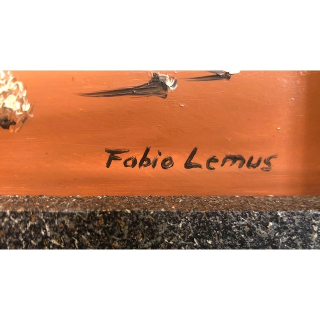 Paper Mid-Century Theatrical Surrealist Signed Painting, by Fabio Lemus For Sale - Image 7 of 8