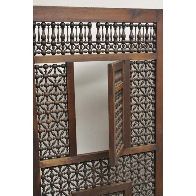 Vintage Middle Eastern 3 Panel Mashrabiya Lattice Folding Screen Room Divider For Sale - Image 13 of 14