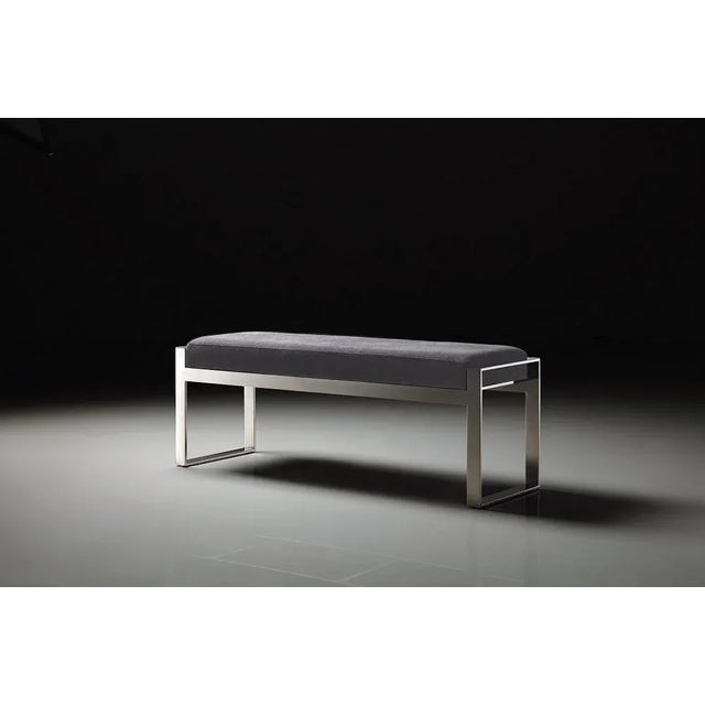 2020s Pasargad Home Luxe Upholstered Bench, Grey For Sale - Image 5 of 7