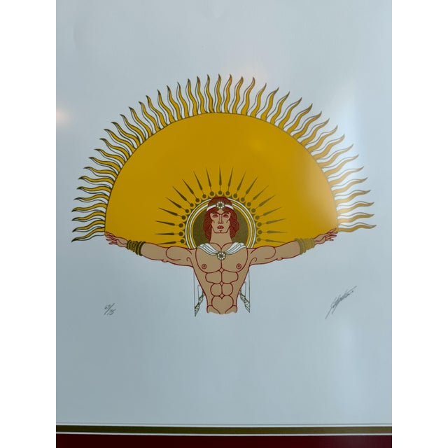 Signed Stephan "Sun" Limited Edition Serigraph 69/75 Art Deco Revival Silkscreen 1980s For Sale - Image 4 of 18