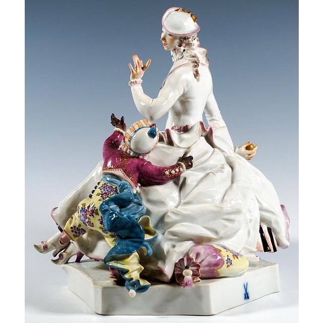 Large Crinoline Lady Playing with Child Figurine by Paul Scheurich for Meissen, 1956 For Sale - Image 4 of 12