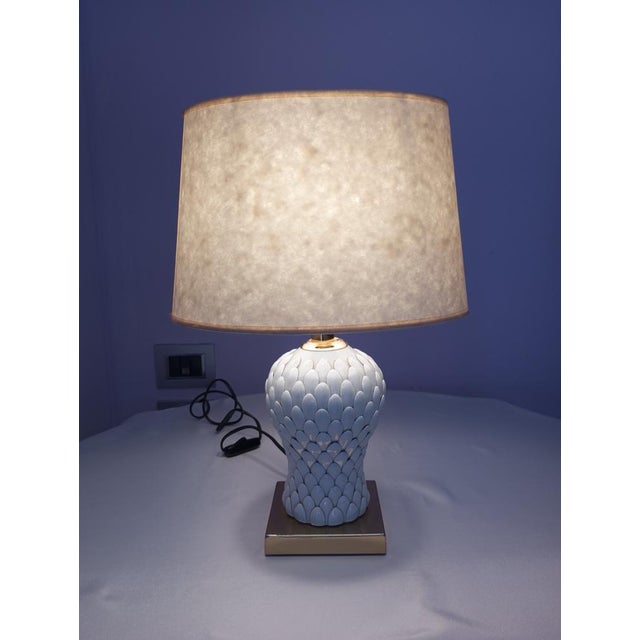 Brass and Porcelain Table Lamp by Tommaso Barbi, 1980s For Sale - Image 14 of 17