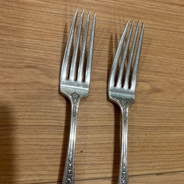 Baroque Set of 2 D’Orleans Pattern Fork by Towle Silver - Sterling Pattern Began in 1923 For Sale - Image 3 of 5