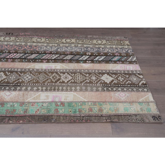 Taupe Vintage Turkish Patchwork Rug - Earth Tone Handwoven Anatolian Carpet For Sale - Image 8 of 8