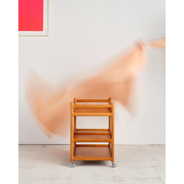 Johannes Andersen Mid-Century Modern Teak Bar Cart by Johannes Andersen for Silkeborg, 1960s For Sale - Image 4 of 17