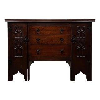 20th Century Gothic Carved Oak Sideboard For Sale