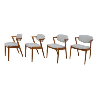 Mid-Century Teak Model 42 Dining Chairs by Kai Kristiansen for Schou Andersen, 1960s, Set of 4 For Sale